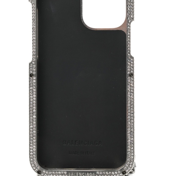 VIDEO! NWT BALENCIAGA Rhinestone Encrusted iPhone Case Long Chain Box/Dust Bag - Picture 5 of 9